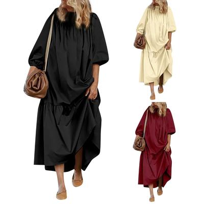 Women's New Summer Puff Sleeve Loose Casual Sexy Off-the-shoulder Long Dress