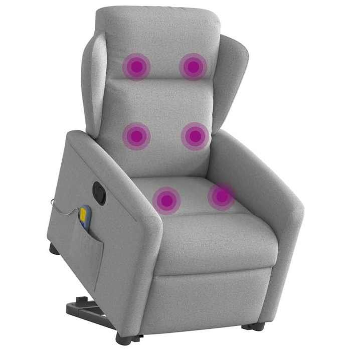 VidaXL Reclining Massage Armchair Cloud Grey Fabric 3303153
