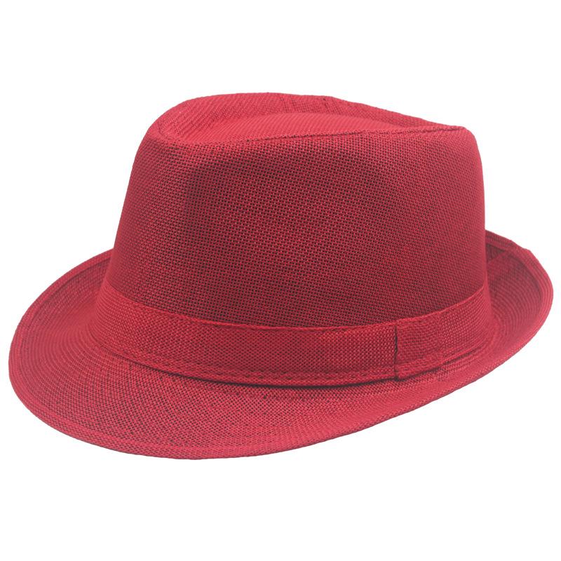 Retro Summer Linen Fedora Jazz Hat with Roll-Brim for Outdoor Sun Protection