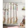 Easter Egg Rabbits Shower Curtain - Spring Flowers & Bunny Design, Funny Bathroom Decor,Polyester Fabric, Bath Curtain Set