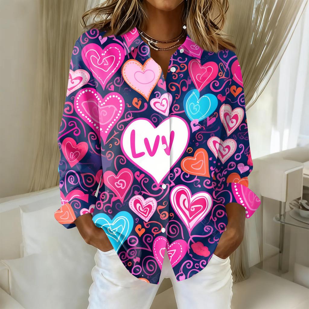 Women's Buttoned Long Sleeved Casual Regular Shirt With Collar Top