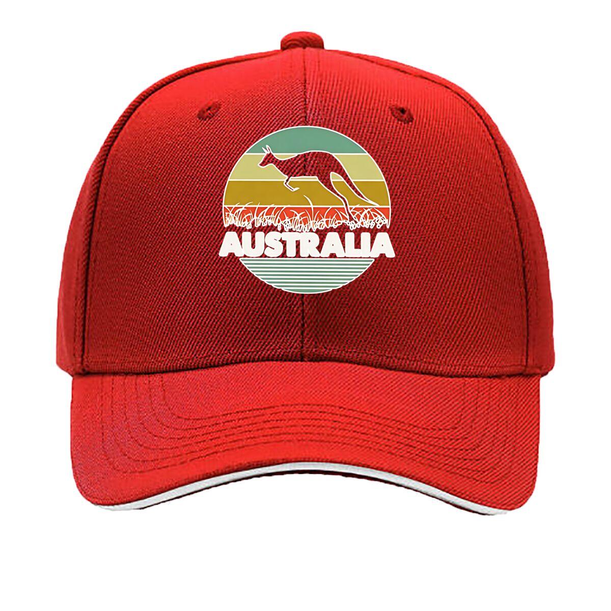 Adjustable Snapback Baseball Cap with AUSTRALIA Kangaroo Print Unisex Lightweight Breathable Sandwich Baseball Cap One Size