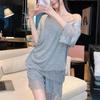Modal pajamas women's lace with chest pad summer short-sleeved shorts cool cotton new suit loungewear