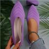Women's Pointed Toe Flat Shoes, Solid Color Knitted Slip On Shoes, Casual Breathable Shoes