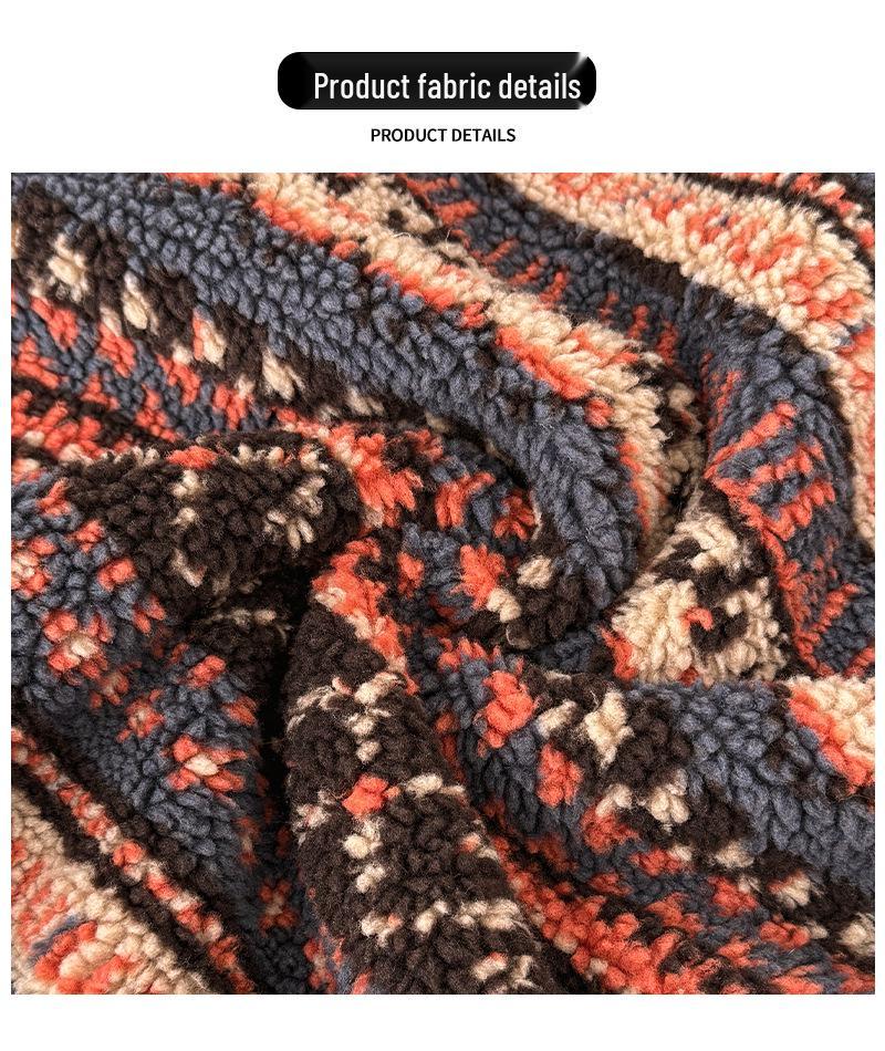 Retro Fair Isle Fleece Women's Mid-Length Lantern Skirt - Ethnic Style, Drawstring Hem, Two-Way Wear for Autumn/Winter