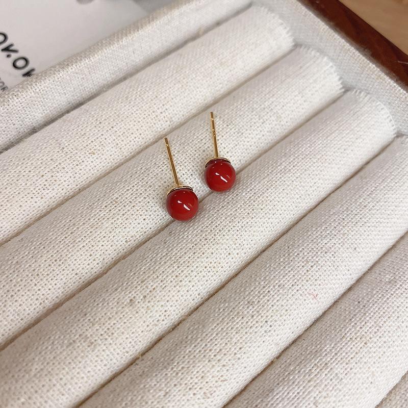 Silver Needle Ankara Red Love Stud Earrings Fashion Temperament New Earrings Light Luxury Premium Autumn and Winter
