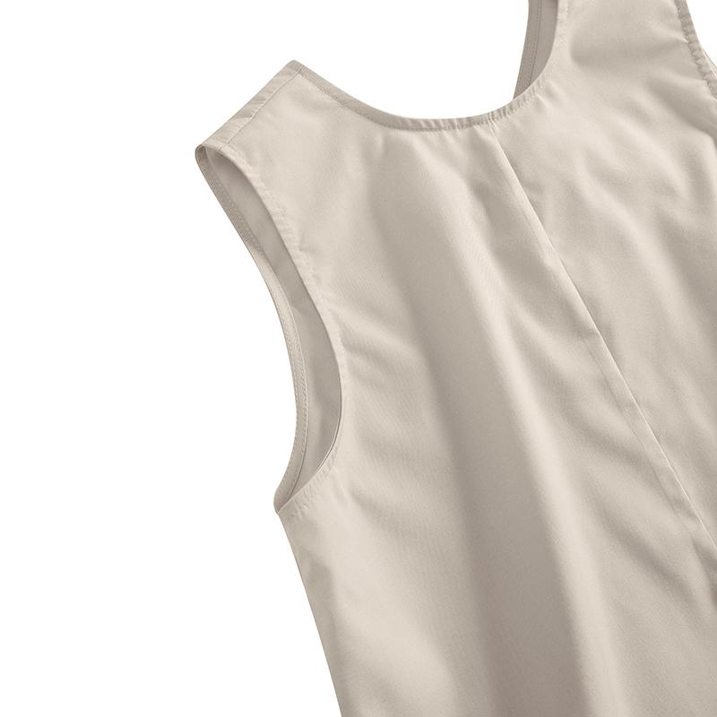 VONDA Women's Summer Round Neck Sleeveless Button Patch Solid Color Loose Vest