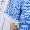 ZANZEA Women Casual Round Neck Short Sleeve Print Dress
