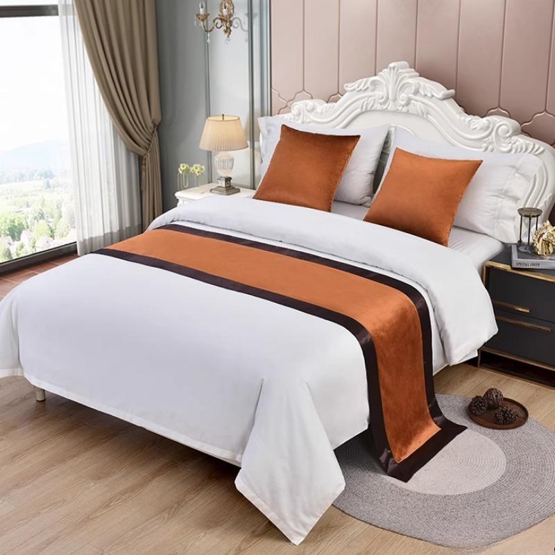 Geometric Diamond Bed Runner Pillowcase Modern Simplicity Leaf Pattern Bedend Towel Chenille Hotel Home Bedding Decorative Pad