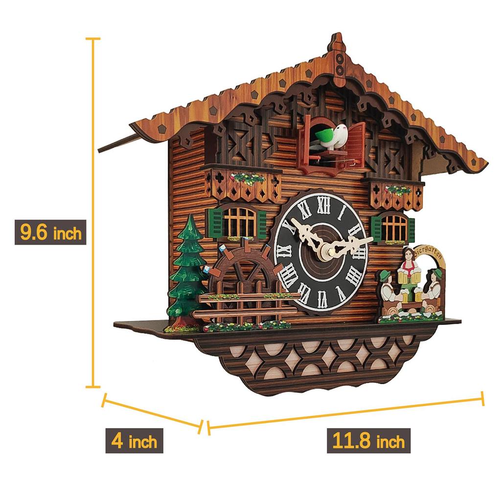 Cuckoo Clock Battery Powered Wall Clocks Handcrafted Decoration Windchime