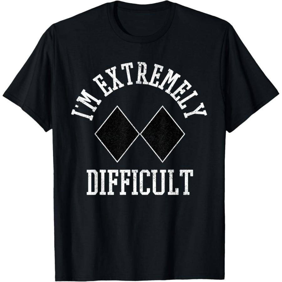 Ski Snowboard I m Extremely Difficult Diamond Sign Funny T-Shirt S