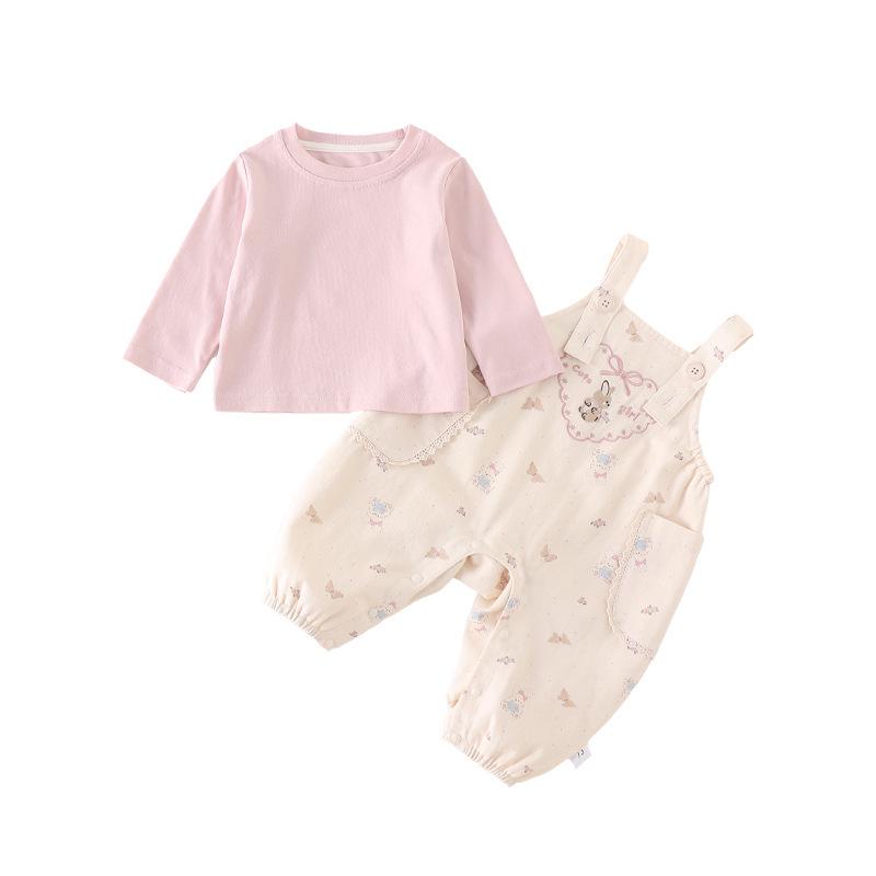 2026 New Korean Style Long Sleeve Baby Girl's Outdoor Overalls Set