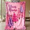 Christmas Custom Name Printed Flannel Blanket Warm Comfort Bed Throw Home Decor Holiday Gift