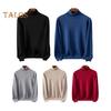 Fall Winter Men Sweater High Collar Knit Thick Elastic Long Sleeves Warm Solid Color Bottoming Knitwear Loose Daily Wear Business Sweater