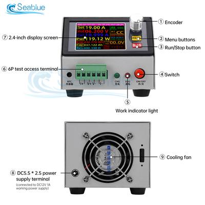 2.4inch 150W 20A Electronic Load Tester DC Battery Capacity Monitor Lithium Discharge Power Supply Check Tool MDL150 DC 12V