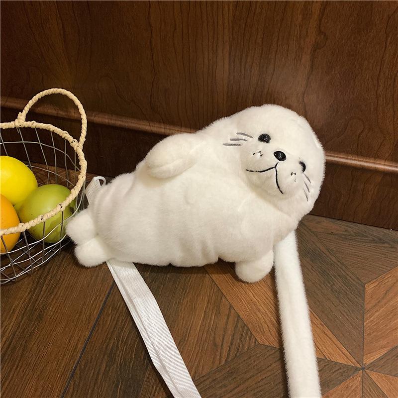 

1Pcs Adorable Soft Cartoon Seal Handbag Adjustable Straps Crossbody Bag Thickened Cute Seal Shoulder Pouch Gifts