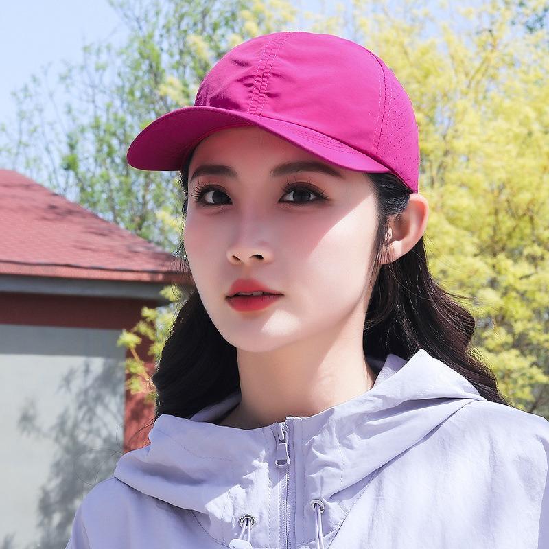 Solid color baseball cap logo women's sports and leisure cross ponytail hat quick-drying breathable cap sun hat