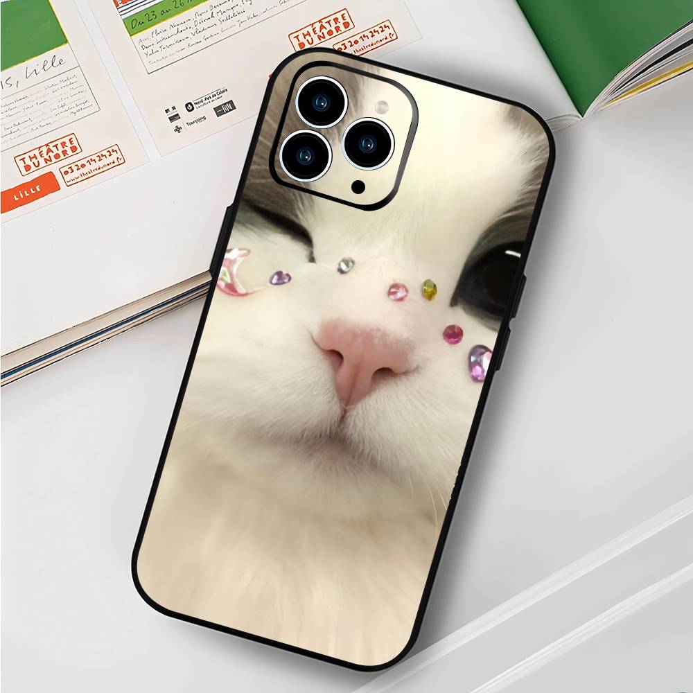 Cute Cat Phone Case For IPhone 17 Air 16 15 14 13 Pro Max 11 12 Black Silicone Cover