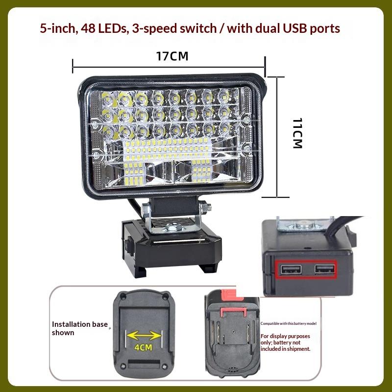 1Pcs 3/4/5/8 Inch Portable Led Spotlight Cordless Handheld Light Compatible With For 18 V 20V Battery For Outdoor Work Fishing