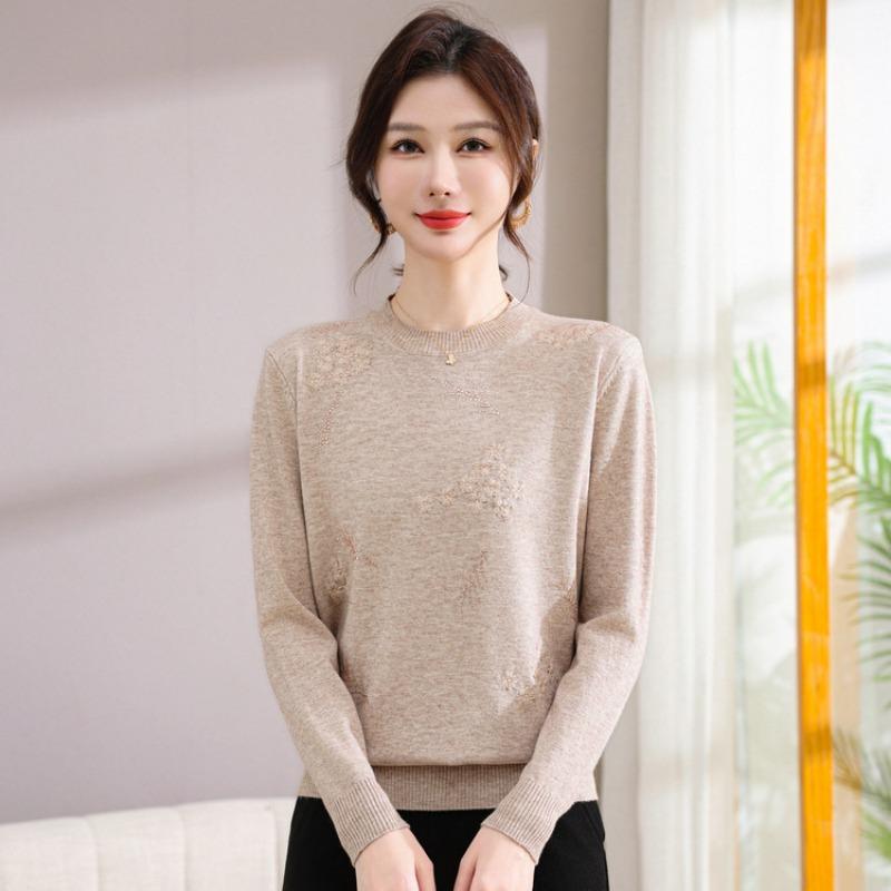 Winter warm knitted sweater, middle-aged and elderly clothes, autumn and winter new top, middle-aged mother sweater women's clothing