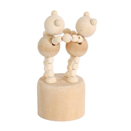 Wooden Finger Puppet Toy Cartoon Mini Desktop Movable Elephant Tiger Dog Puppet Figurine for DIY Crafts Home Party Decoration