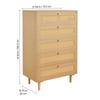 SucceBuy Rattan Dresser for Bedroom Natural Rattan Chest of Drawer with Metal Handle Modern Wood Clothing Organizer & Storage
