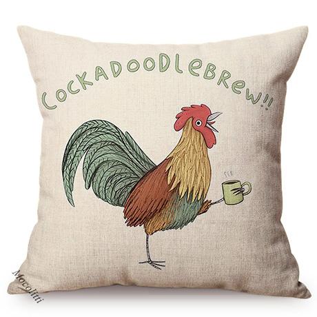 Cute Cartoon Small Animals Style Sofa Throw Pillow Case Cock Dog Rabbit Baby Art Room Bed Decorative Cotton Linen Cushion Cover