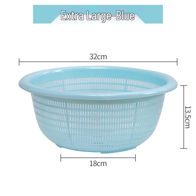 Kitchen Sink Vegetable & Fruit Washing Basket Set - Plastic Strainer & Drainer Basin for Storage & Rice Washing