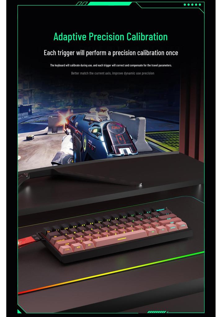 Aluminum Alloy Wired Mechanical Gaming Keyboard with Magnetic Axis and Customizable RGB Lighting