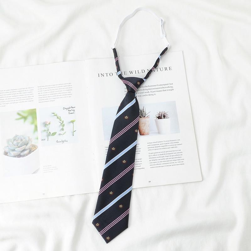 Women's Red Stripe No-Iron Japanese Academy Style Bow Tie Shirt Accessory