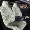 2 Stück Monstera Blatt Line Art Autositzbezüge - Moderne minimalistische Vordersitzbezüge mit grünem Blattmuster, Passend für Fahrer & Beifahrer