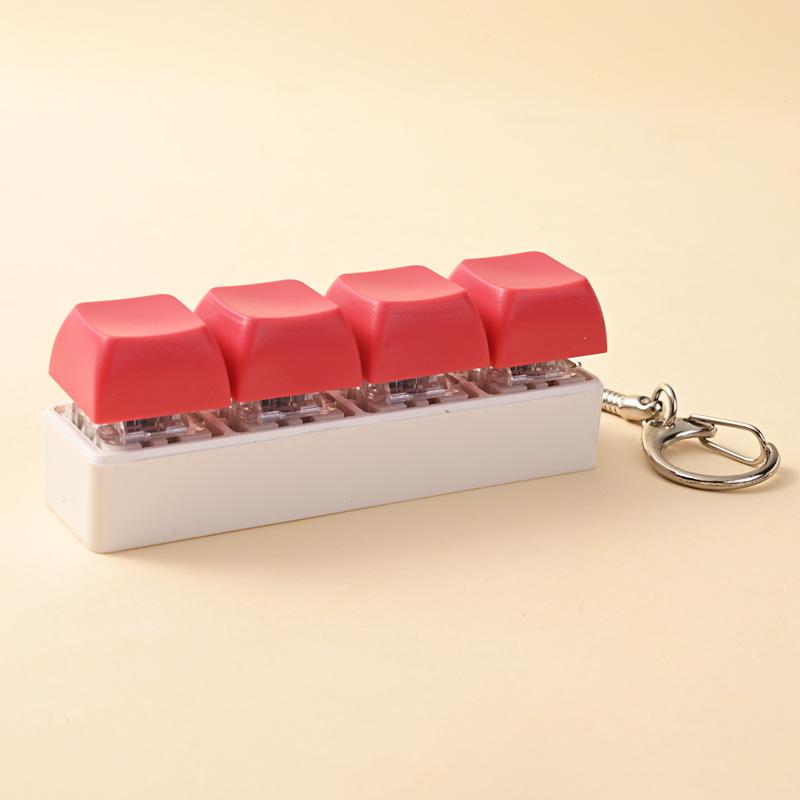 4 Keys Button Keycap Stress Relief Adult Fidget Toy Keychain 4 Keys Keyboard Fidget Gadgets Toys Diy Keyboard Keychain Toys