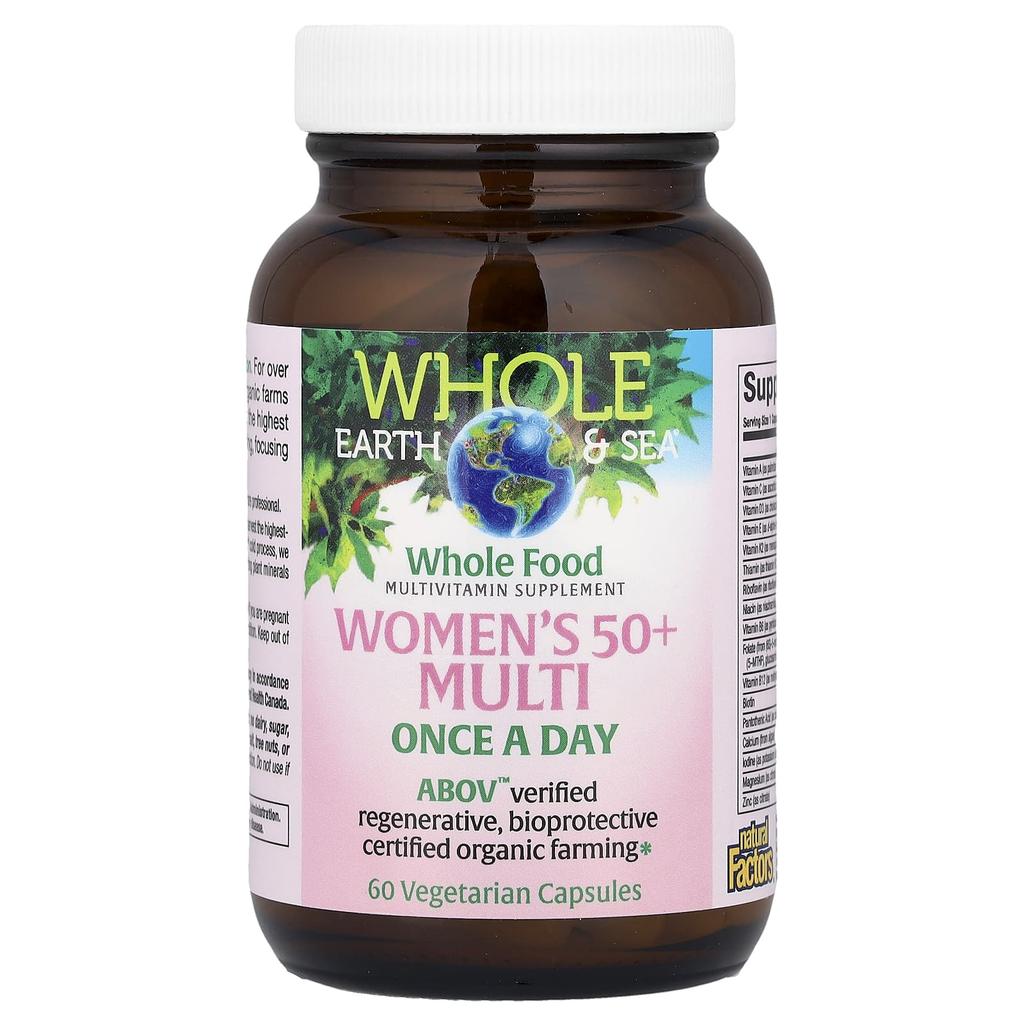 Natural Factors, Whole Earth & Sea®, Multi for Women 50+, 60 Veggie Capsules