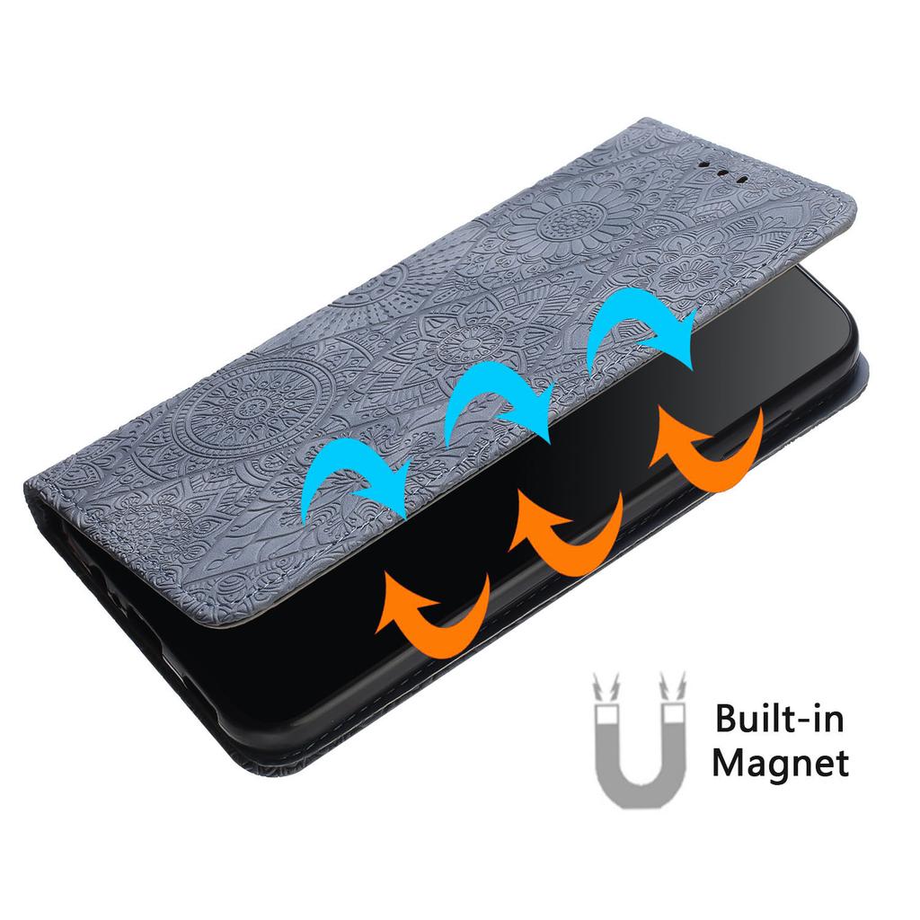 For Xiaomi Redmi 13 5G/13 4G Case Imprinted Flower Wallet Stand Leather Phone Cover