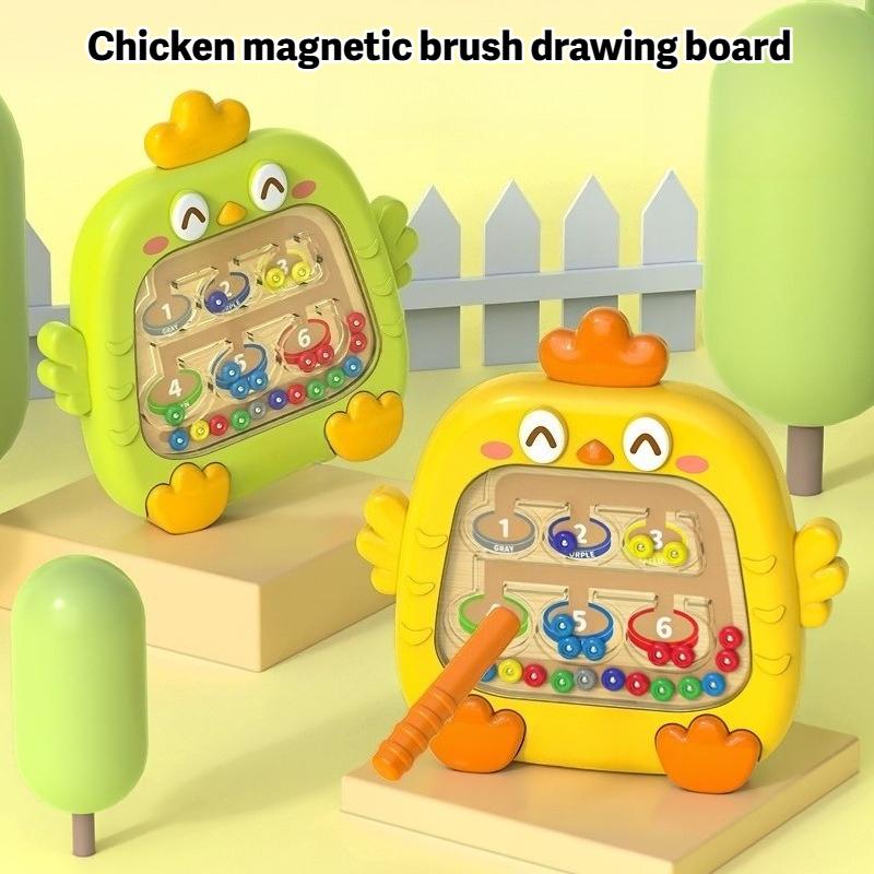 Chicken magnetic brush drawing board, baby logical thinking exercise, children's educational toys, focusing on children's mental development