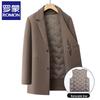 Romon Men's Mid-Length Wool Blend Overcoat with Detachable Goose Down Liner