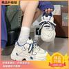 Mesh sneakers thin thick-soled new autumn student dad non-slip running shoes