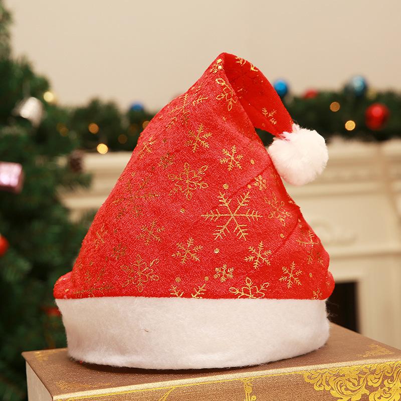 Christmas Decoration Red Gold Velvet Print Silver Snowflake Christmas Hat Christmas Make-up Costume Props Christmas Hat