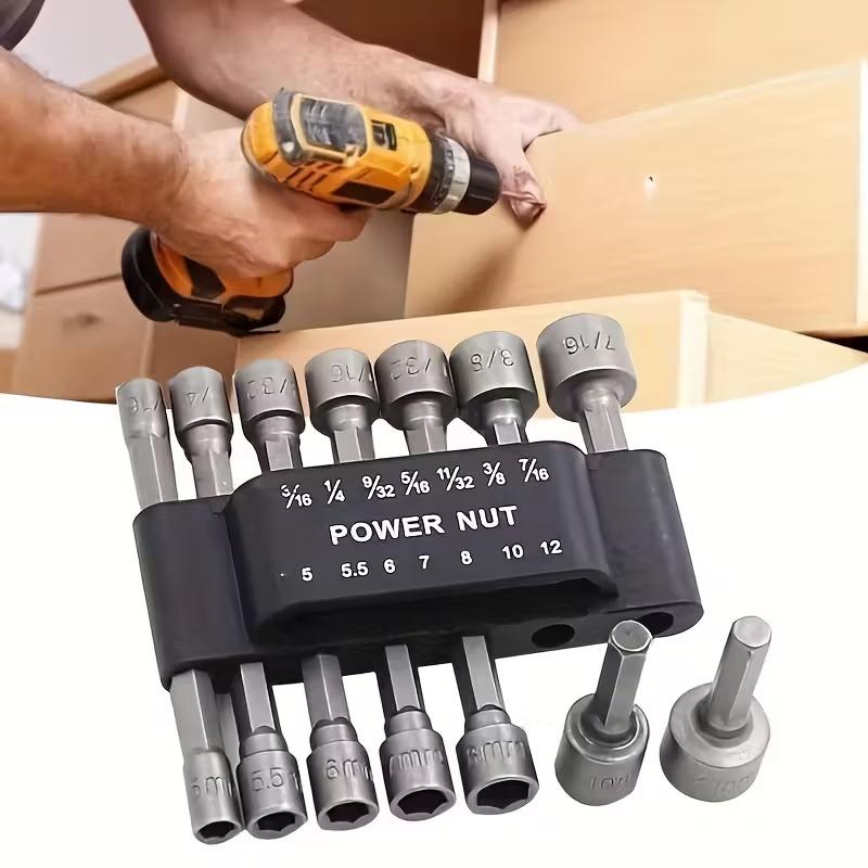 9/14PCS Hexagon Nut Driver Drill Bit Socket Screwdriver Wrench Set Drill Bit Adapter for Electric Screwdriver Handle Tool