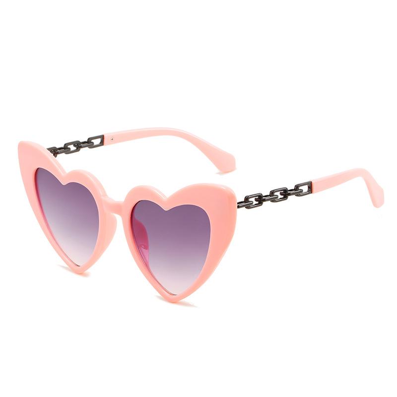 Chain Sunglasses, Cute Peach Heart Glasses, Personalized Heart Sunglasses.
