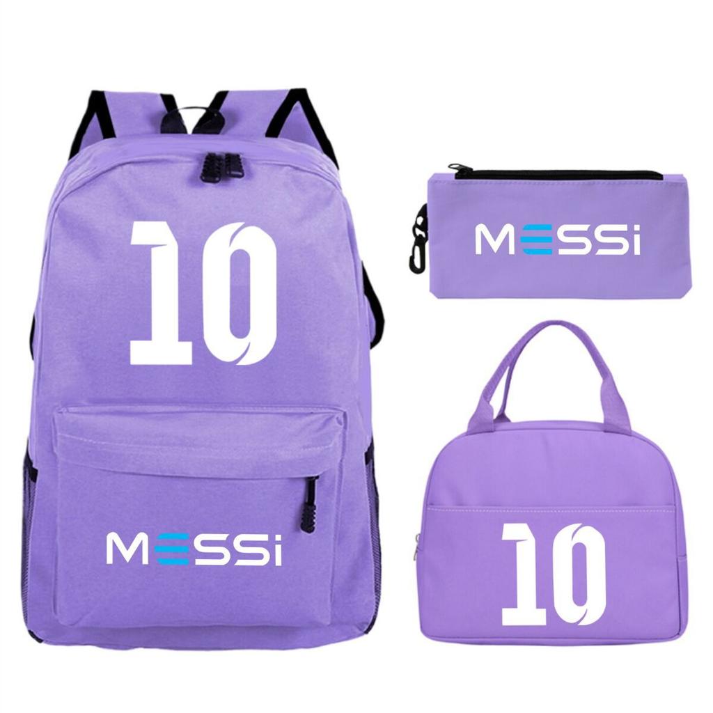 Football Star Peripheral Printed Backpack, Primary And Secondary School Children'S Three-Piece Simple Schoolbag