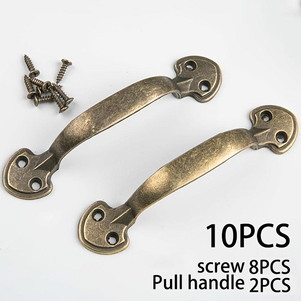 2pcs Bronze-Coloured Handles with 8 Screws Antique-Style Zinc Alloy Drawer Handles For Kitchen Wardrobe Doors Furniture Handles