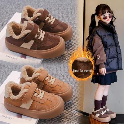 Baumwoll-Sportschuhe für Kinder: 2025 Herbst/Winter Samt, Rutschfest, Weiche Sohle, Warme Sneaker für Jungen und Mädchen.
