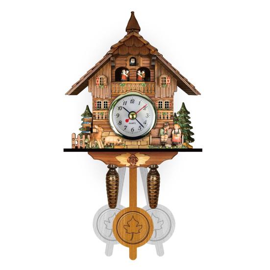 Wooden Wall Clock Precise Decorative Nordic Style Antique Wooden Hanging Clock for Living Room