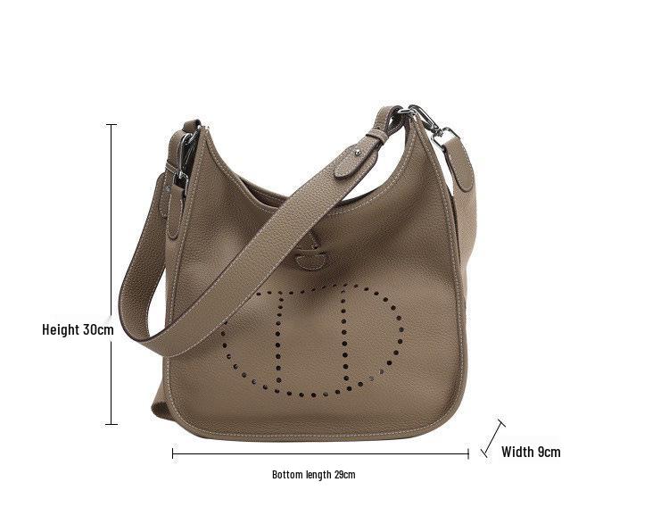 Genuine Leather Evelyn Crossbody Tote - Women's Cowhide Bag with Wide Shoulder Strap