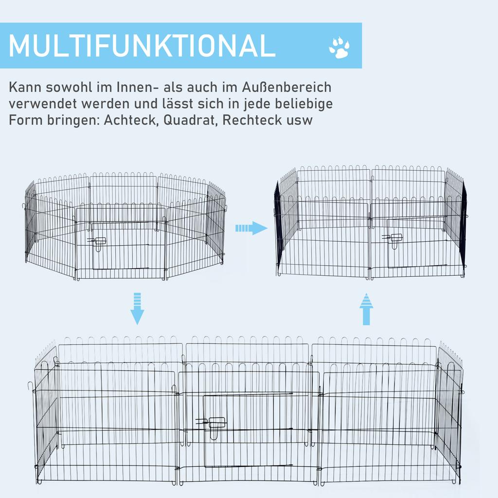 Puppy Playpen 8-Piece Puppy Enclosure with 8 Grid Panels Door Protective Tarp Free-Range Enclosure 61cm High Puppy Fence Playpen for Pets Dog Cat