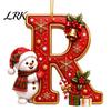 Decorative Gift Tags Cute Snowman Letter Christmas Ornament, 2D Flat Personalized A-Z Alphabet Tree Ornaments Acrylic Hanging Pendant for Xmas