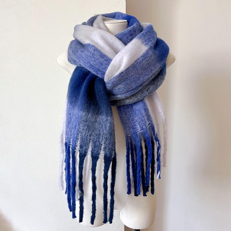 Winter neuer karierter Schal für Paare, warmer, dicker Mohair-Winterschal für Damen