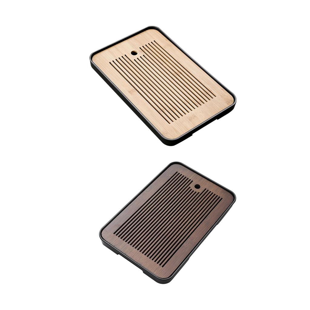 Chinese Bamboo Tea Tray Durable Tea Set Accessory Simple Kungfu Tea Table Drainage for Teahouse Home Hotel Office Household