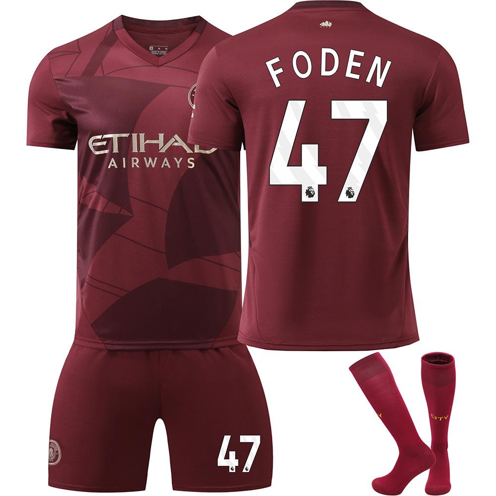 

2024-25 Manchester City 2nd Away #47 FODEN Sport Training Jersey Set with Socks Teens Kids Adults Custome Name Football Kits 3XL